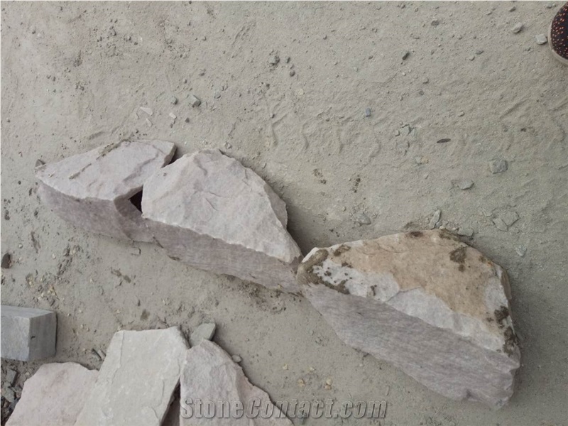 Fargo White Sandstone Wall Cladding, White Sandstone Mushroomed Corner Stone, Natural Split Face Corner Stone