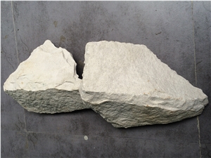 Fargo White Sandstone Wall Cladding, White Sandstone Mushroomed Corner Stone, Natural Split Face Corner Stone