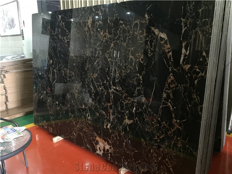 Black and Gold Marble Tile & Slab, China Black Marble