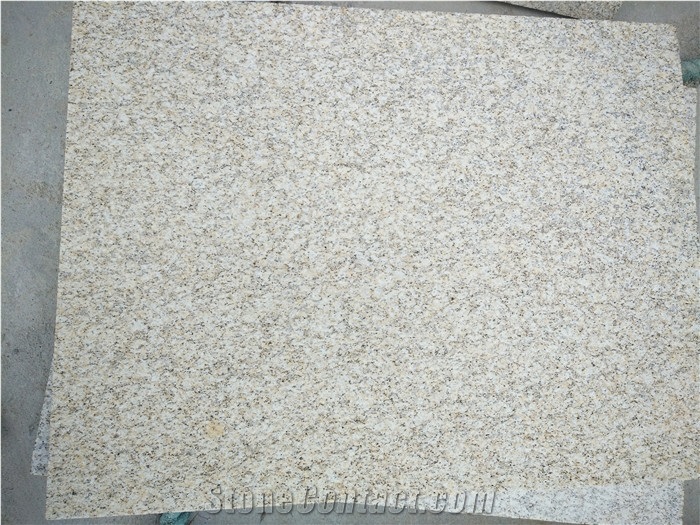 China Laizhou Rust Yeloow Granite, G350 Granite, Bush Hammered Slabs & Tiles