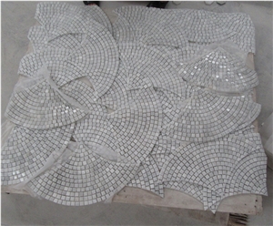 Carrara White Marble Mosaic Tiles, Italy White Marble Mosaic, Fanshaped/Sector Mosaics,Pebble Mosaics for Wall, Floor