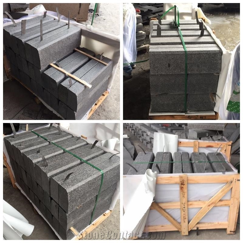 China G684 Black Basalt Kerbstone, Covering Black Road Paver Stone, Flamed Side Stone