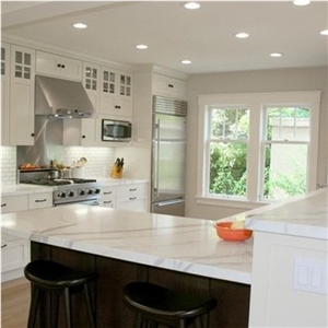 Calacatta Carrara White Marble Counter Top/Kitchen Tops/Natural Marble Kitchen Bench Countertop-Customized