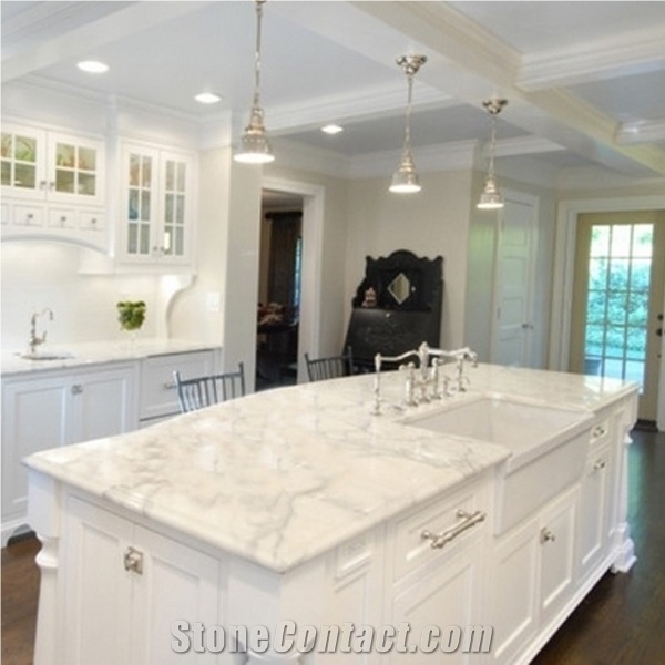 Calacatta White Marble Kitchen Countertop