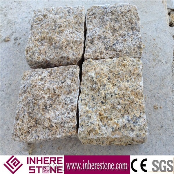 Cheap Patio Paver Stones for Sale,G682 Yellow Rust Granite Paving Stone,Padang Giallo Cube Stone,Sunset Gold Granite Floor Covering