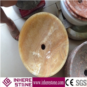 China Yellow Onyx Wash Sinks, Bathroom Round Basins
