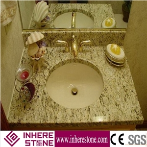 China Yellow Vanity Top for Bathroom, Giallo Ornamental Vanity Top