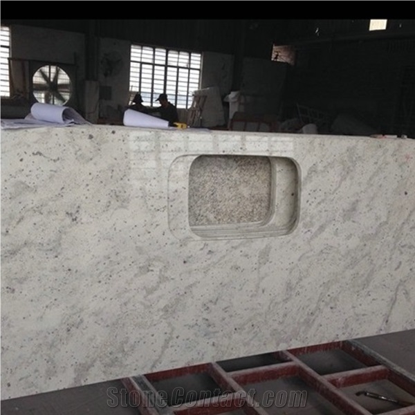 Customized Design River White Granite Kitchen Tops India White