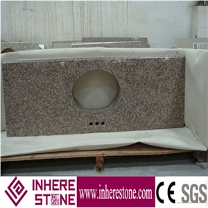 G687 Peach Flower Granite Polished Countertops,China Cheapest Red Granite Kitchen Countertop,Bench Tops