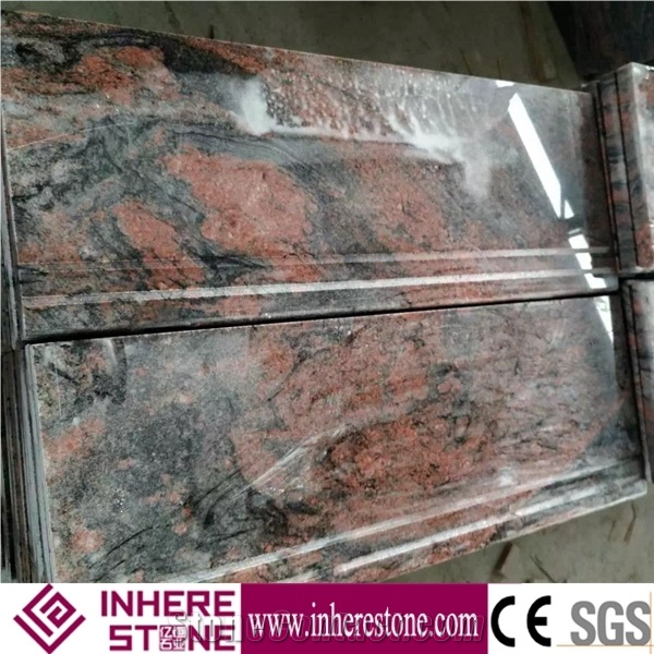 Multicolor Red Hubei Granite Stairs,Rosso Multicolor Granite Red Juparana Steps