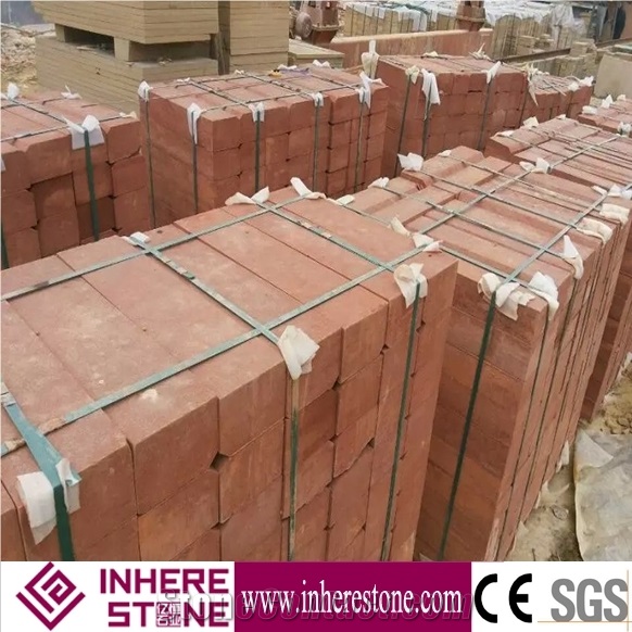 Natural Surface Red Sandstone Paving Stone , China Red Sandstone Paver