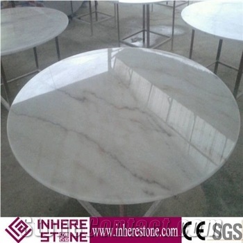 Natural White Marble Round Counterops, Calacatta Carrara Table Tops