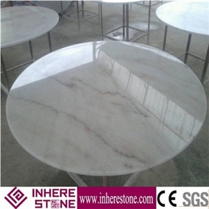 Natural White Marble Round Counterops, Calacatta Carrara Table Tops