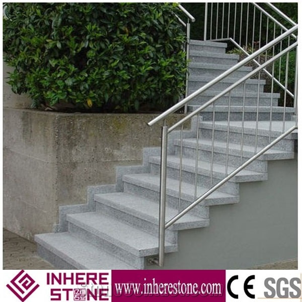 Pepperino Light G603 Granite Stair,Crystal White Granite Steps,G3503 Blanco Gamma Light Gray Stair Riser,Padang Crystal Granite