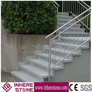 Pepperino Light G603 Granite Stair,Crystal White Granite Steps,G3503 Blanco Gamma Light Gray Stair Riser,Padang Crystal Granite