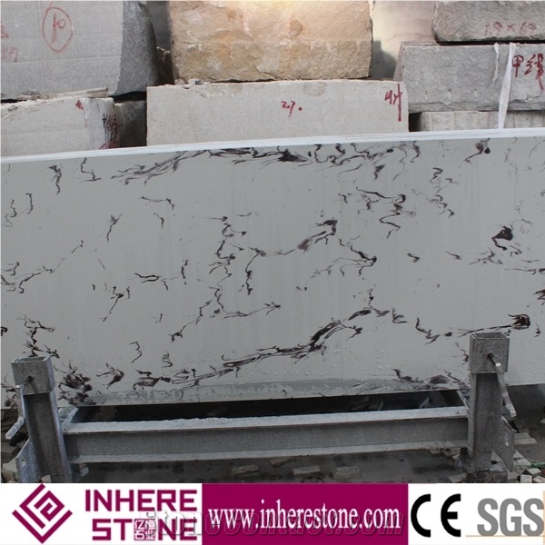 White Artificial Quartz Stone,Artificial Stone Slabs, Carrara White Veined Quartz Stone