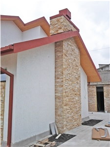 Beige Limestone Splitface Wall Stone,Home Decorative, Cultured Stone