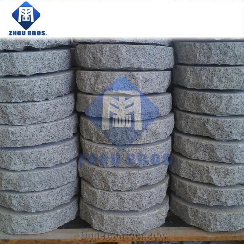 G603 10cm Thickness Slungshot Natural Stone Round Granite Stone for Garden&Buliding Material