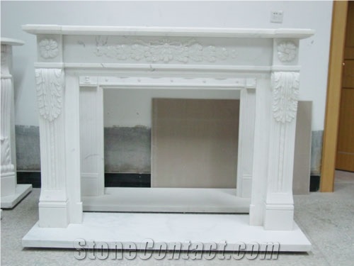 Customized White Marble Western Style Fireplace in Different Design
