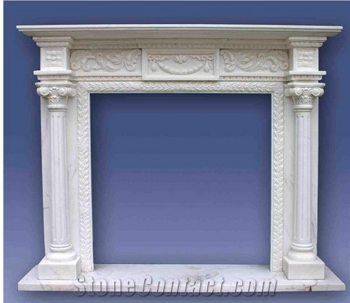 Customized White Marble Western Style Fireplace in Different Design