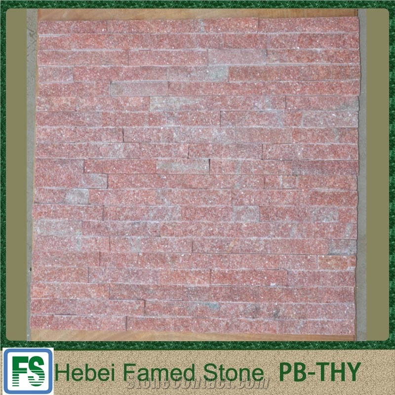 Pink Quartzite Stone Veneer,Pink Cultured Stone Veneer, Pink Stone Veneer for Wall Cladding Inside
