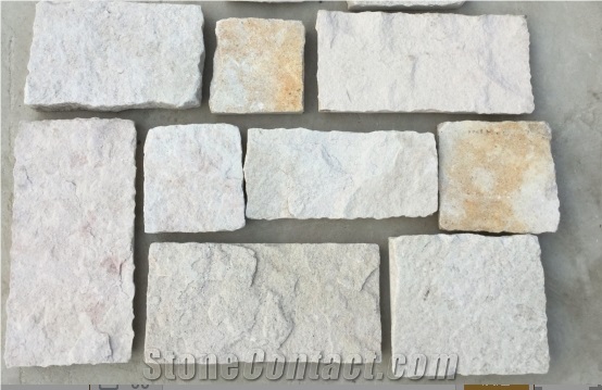 Sandstone Corner Stone in White, Natural Surface Hard Corner Stone Brick with Loose Pieces,New Castle Corner Stone,Castle Rock Veneer