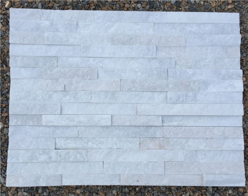 White Stone Veneer for Indoor, Pure White Stone Veneer in 5 Strips,Snow White Quartzite Stone Veneer