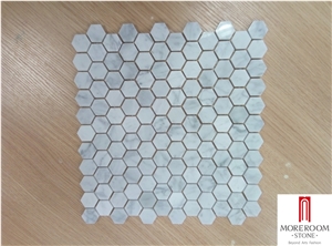 Carrara Bianco 3" Hexagon Marble Mosaic Tile