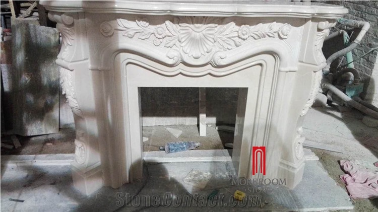 Carrara White Marble Modern Fireplace Design for Fireplace Marble