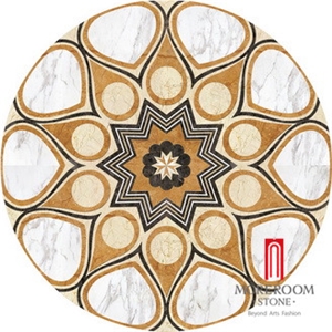 Chinese Style Glazed Polished Beige Porcelain Medallion