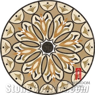 Chinese Style Glazed Polished Beige Porcelain Medallion