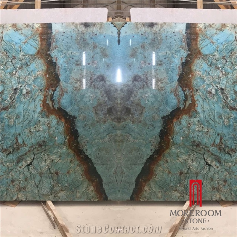 Chinese Transparent Bookmatch Blue Onyx Wall Design Tile