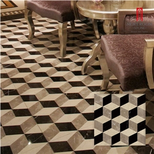 Crame Marfil Laminated Porcelain Base Water-Jet 3d Marble Floor Design
