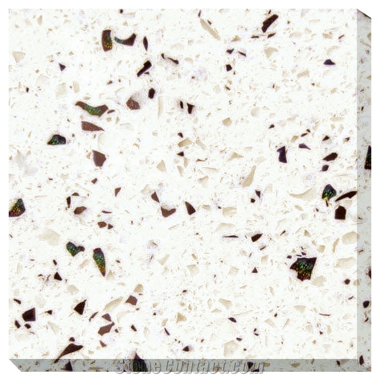 Environmental and Non-Toxic Quartz Stone with White Partical Crystal Custom Engineered Stone