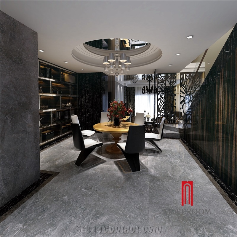 Foshan Factory Laurent Gold Design Black Porcelain Marble Tile