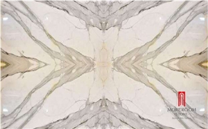 Italy Calacatta White Marble Bookmatch Wall Background Design