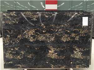 Italy Nero Portoro Marble Tile & Slab Black Marble Wall Covering Tiles
