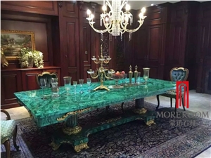 Malachite Gemstone Design, Green Semi Precious Countertop / Table Top
