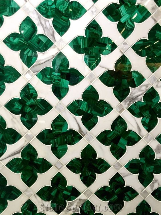 Malachite Marble Design Green Semipreious Stone Mosaic for Bathroom