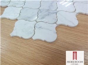 Polished Carrara Arabesque Marble Mosaic Pattern Tile