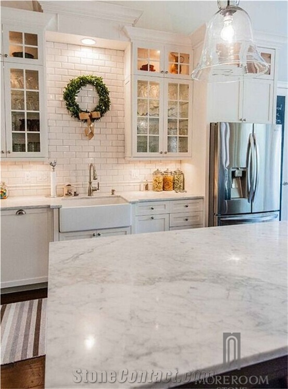 Polished Carrara White Marble Kitchen Countertop Work Top Price China Factory
