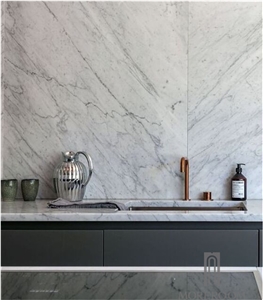 Polished Carrara White Marble Kitchen Countertop Work Top Price China Factory