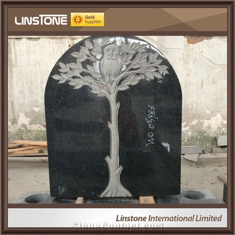 Chinese Shanxi Black Granite New Design Grave Headstones Ornaments