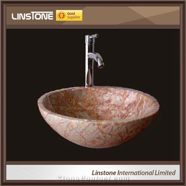 Low Price Good Quality Agate Red Pink Marble Sinks & Basins