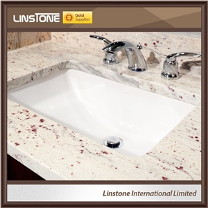Manufacture Prefab Double Sink River White Granite Bathroon Vanity Top for Sale