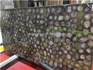 Brown Agate Semiprecious Stone Big Slabs & Tiles & Gangsaw Slab & Strips (Small Slabs) & Customized & Wall/Floor Covering