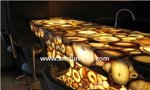 Brown Agate Semiprecious Stone Countertop/Solid Surface Top/Bar Top/Reception Top