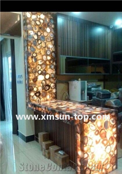 Brown Agate Semiprecious Stone Countertop/Solid Surface Top/Bar Top/Reception Top