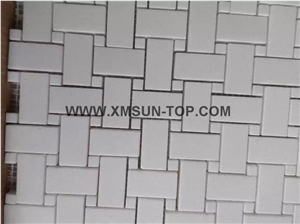 White Nano Crystallized Glass Stone Mosaic/Microlite Glass Stone Mosaic/Pure White Nano Glass Wall&Floor Mosaic/China Manmade&Artificial Stone/Polished Basketweave Mosaic/Interior Decoration