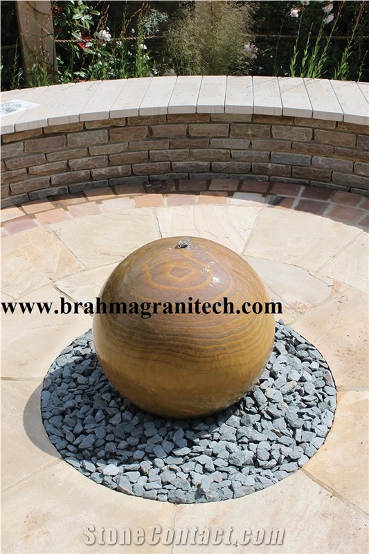 Rainbow Sandstone Fountain Ball Sphere, Multicolor Sandstone Fountain